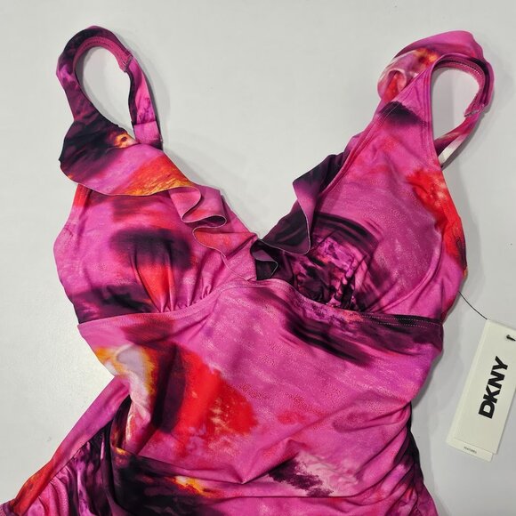 Dkny Ruffle Neck One-Piece Swimsuit - Picture 6 of 9